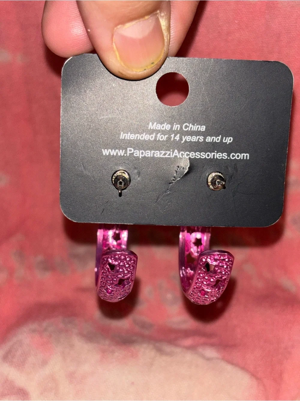 paparazzi Fuchsia Star-Studded Crystal Hoop Earrings